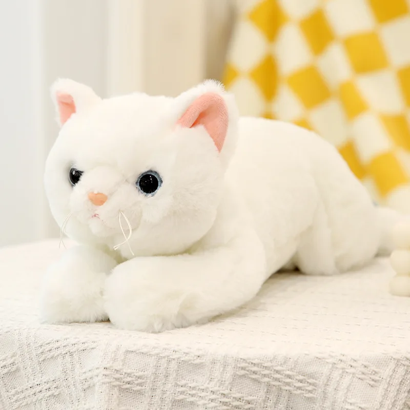 

lovely plush cat toy high quality soft white lying cat doll kids' birthday gift about 50cm