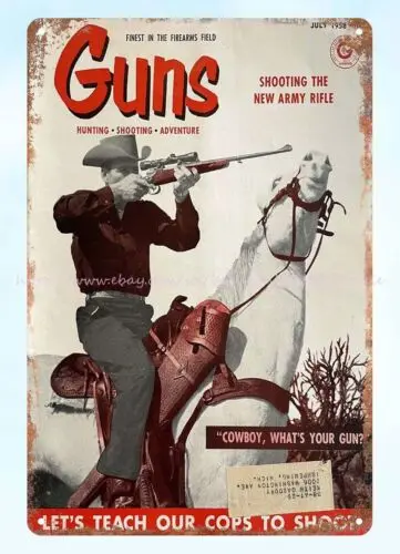 1958 GUNS Magazines cover Army Rifle Hunting Shooting Adventure metal tin sign