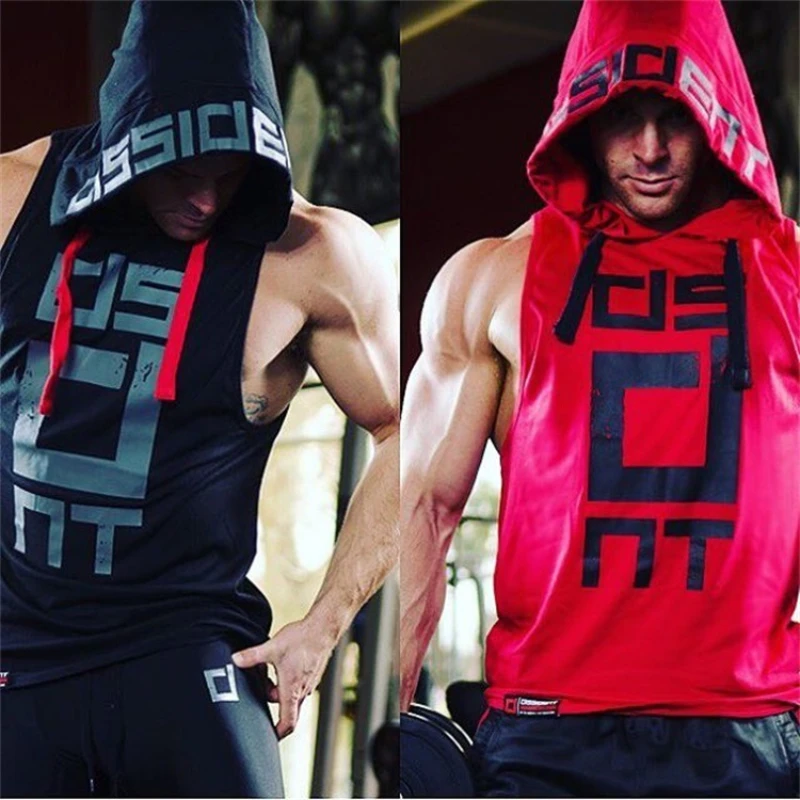 Mens Street Corner Pullovers Fitness Sport Sleeveless Hoodies Gym Bodybuilding Running Training Jogging Cotton Casual Sportswear