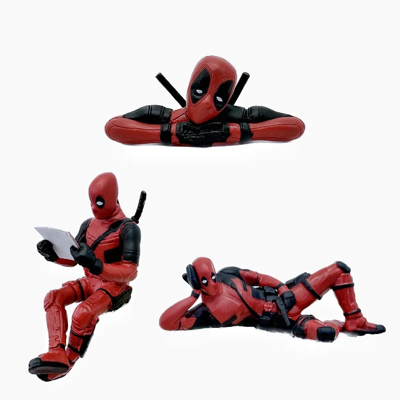 Os vingadores deadpool postura sentada postura deitado postura de dormir modelo artesanal computador desktop decoração do carro brinquedo do miúdo presente