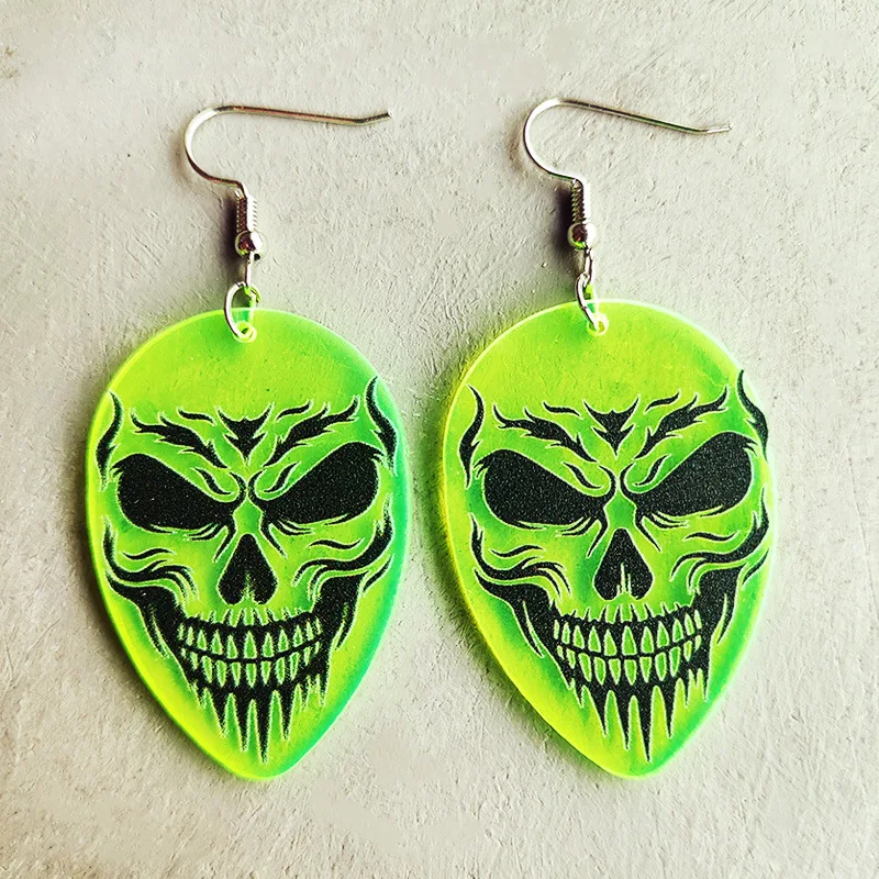 New Terror Halloween Ghost Earrings Skull Alien UFO Witch Terror Spider Bottle Skull Fluorescent Acrylic Ear Ring Gift Wholesale