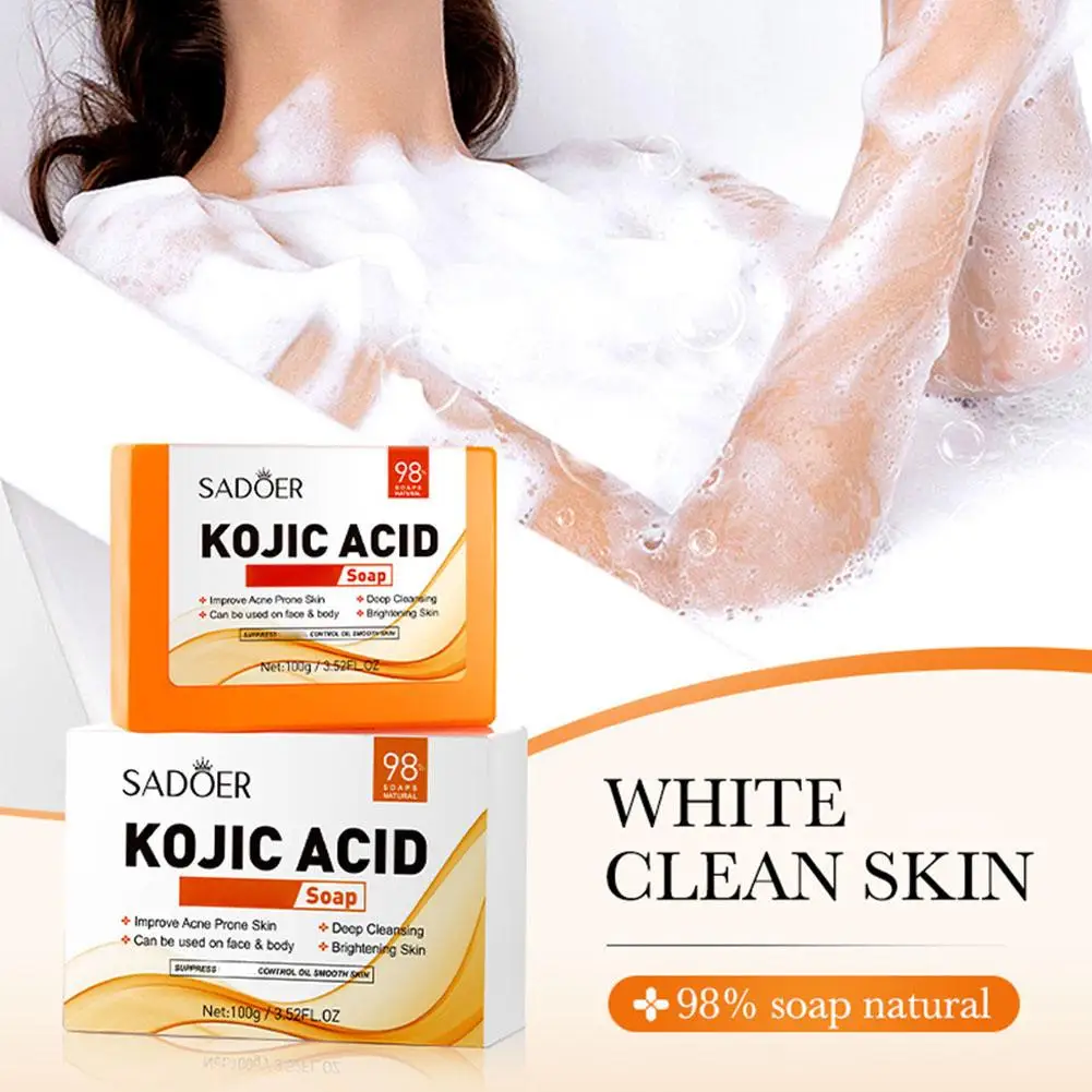 SADOER Kojic Acid Facial Soap Face Wash Foam Facial Cleanser Moisturizing Hydrating Oil Control Body Bathing Handmade Soap