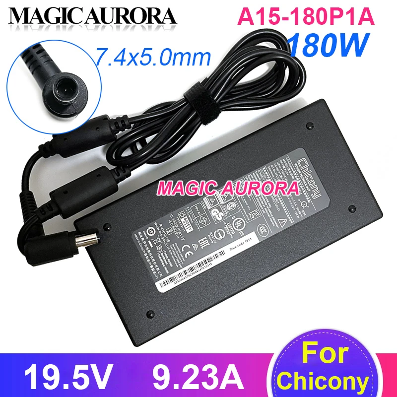 para Chicony A180a012l 9.23a A15180p1a 19.5v 180w Laptop Carregador Adaptador para Msi Gp75 Gl73 Ms-1gp5 Leopardo 8re Gp738re287xfr