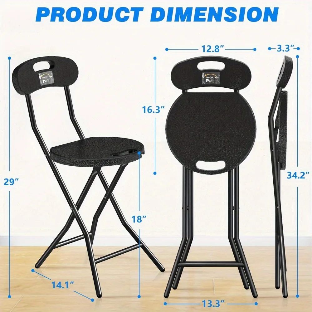 

Rfiver Portable Folding Stool with Back, Heavy Duty Foldable Stools Chairs for Adults with Handle