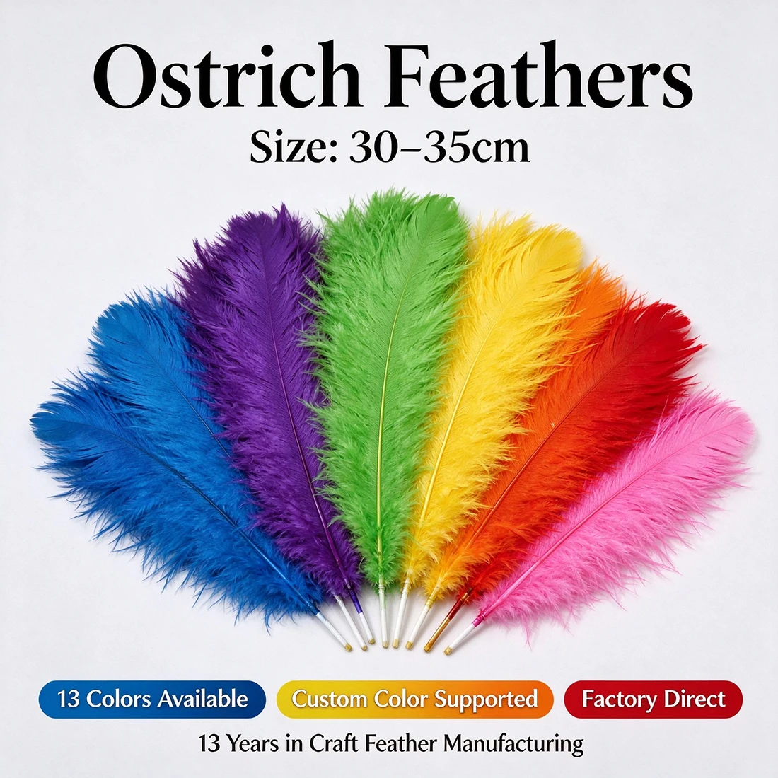 ZPDECOR Ostrich Feathers 30-35cm 16-18 Inch Natural Bird Feathers for DIY Crafts Home Decor