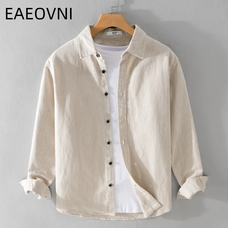 

Long Sleeves Shirts Man Shirt for Men Cotton Linen Spring Men's Clothing 2024 Original Mens T-shirts Tiki Hawaiian Formal Social