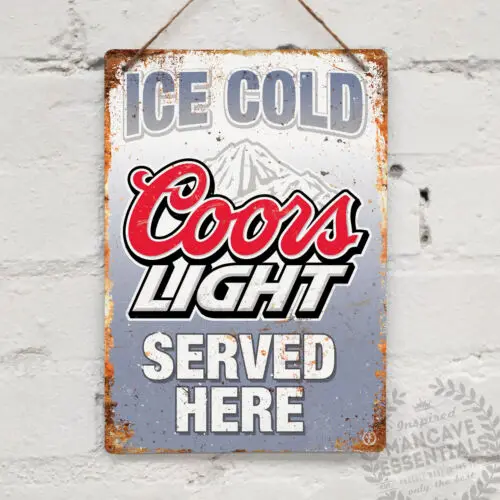 COORS LIGHT SERVED HERE Vintage Metal Wall sign Lager Retro Pub Bar Beer Mancave