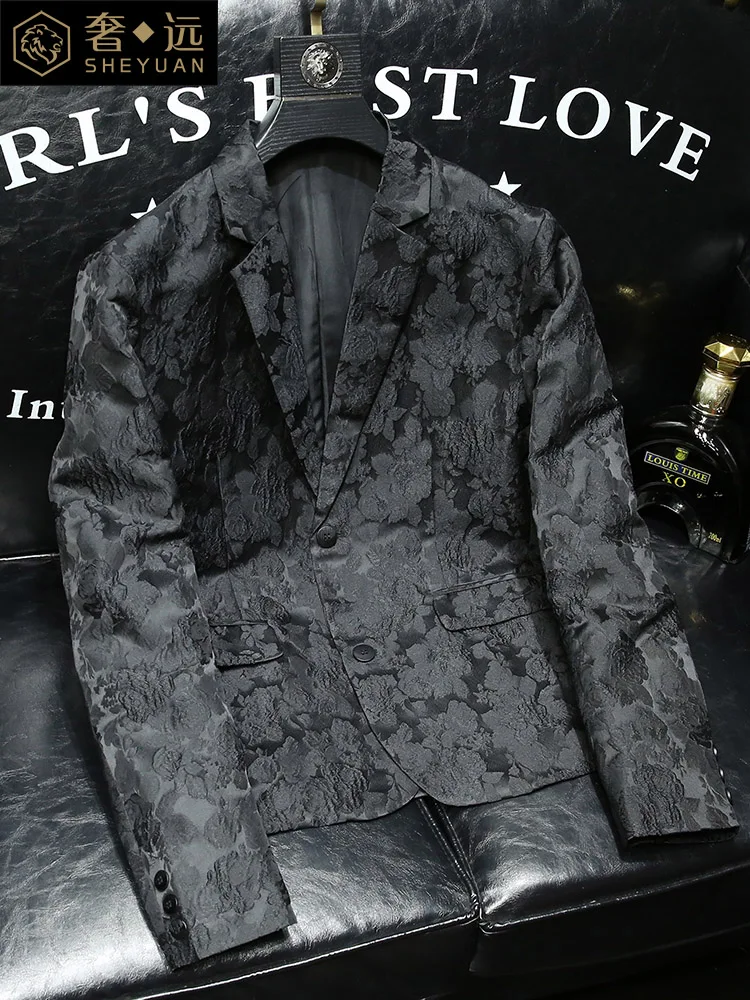 

Модный мужской костюм-слимфит: повседневный, стильный, весенне-осенний, новинка, люксовый бренд, вышитая куртка-пиджак