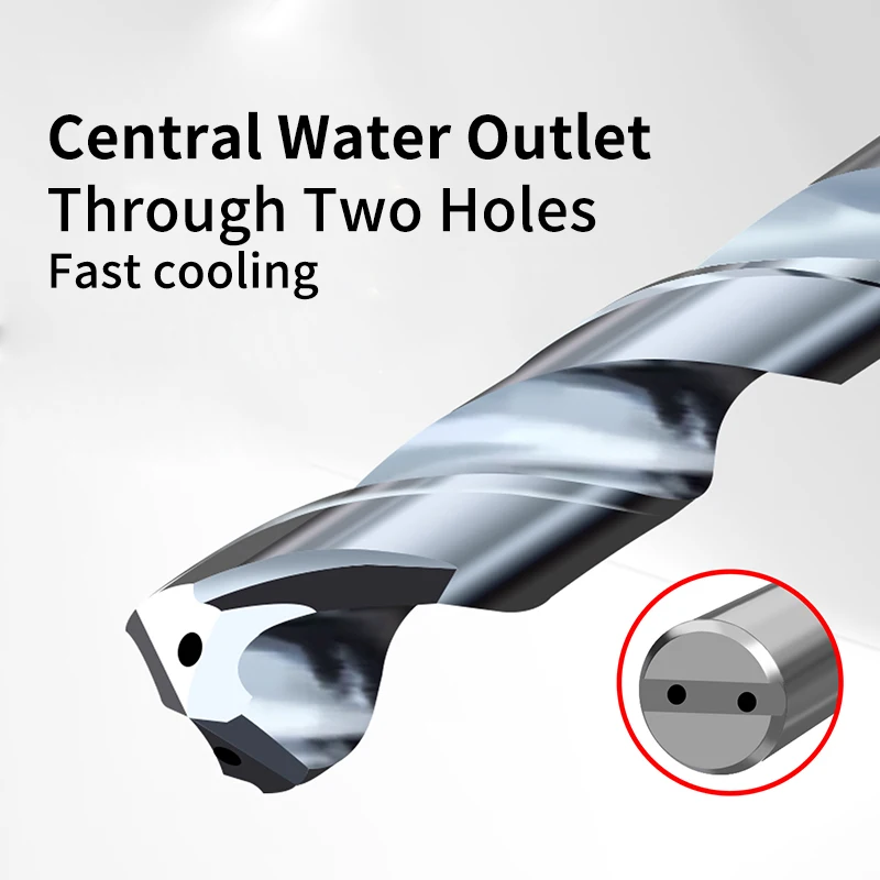 HILIXUN Black Coated 5xD Carbide Drills Internal Through Coolant for Deep Hole Drilling CNC Drill Bits for Hard Metal Milling