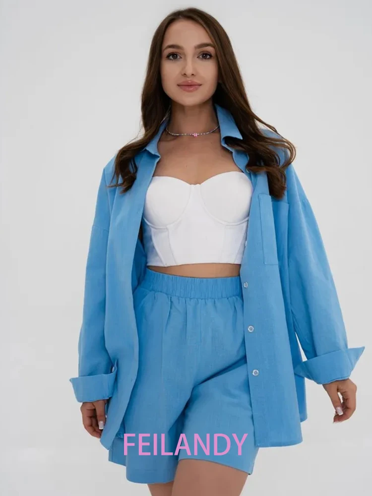 세트 녹색 라펠 긴팔 셔츠 세트, 우아한 캐주얼 하이웨이스트 팬츠, 여성 의상, 여름 투피스 세트