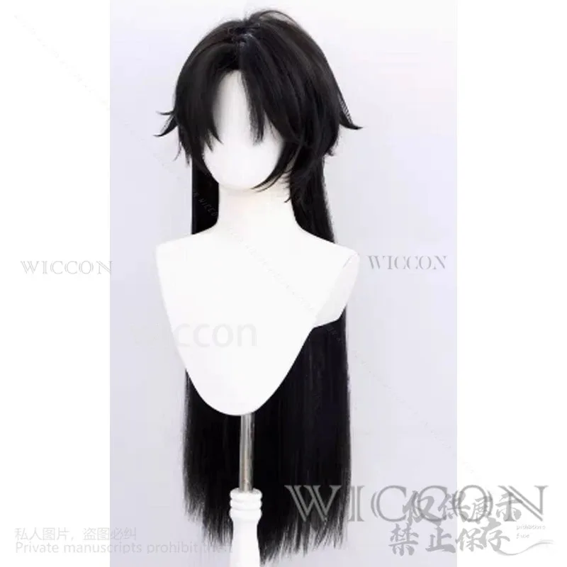 Ainme Game Genshin Impact Hot Man Косплей Capitano Fatui Длинные черные парики Сексуальная одежда Cos для Хэллоуина Рождественская вечеринка Мужчина Женщина