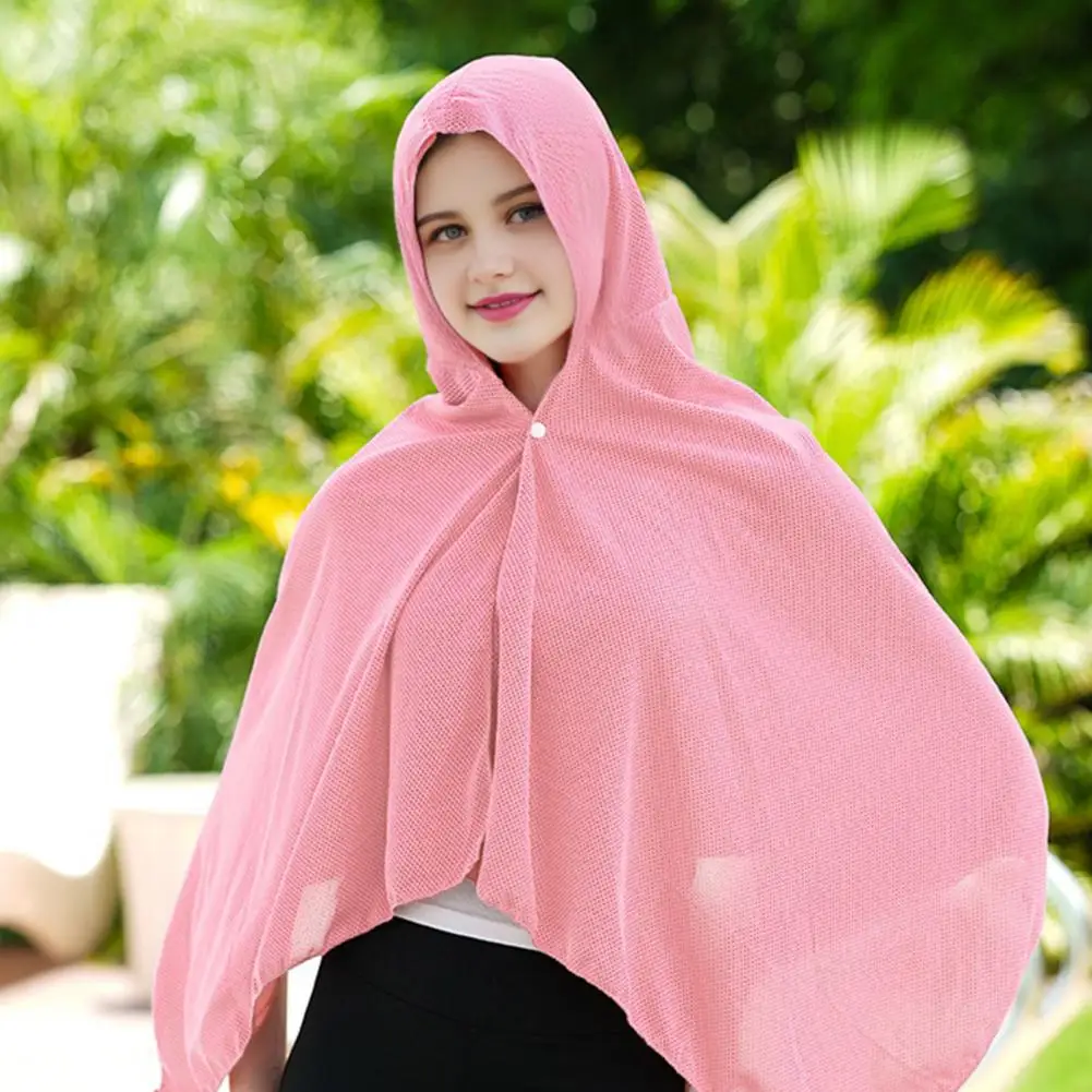Outdoor Poncho Sun Protection Poncho Hooded Cape Lightweight Uv Shield Beach Cover Windproof Summer Shawl Arm Sleeve Cloak Uv
