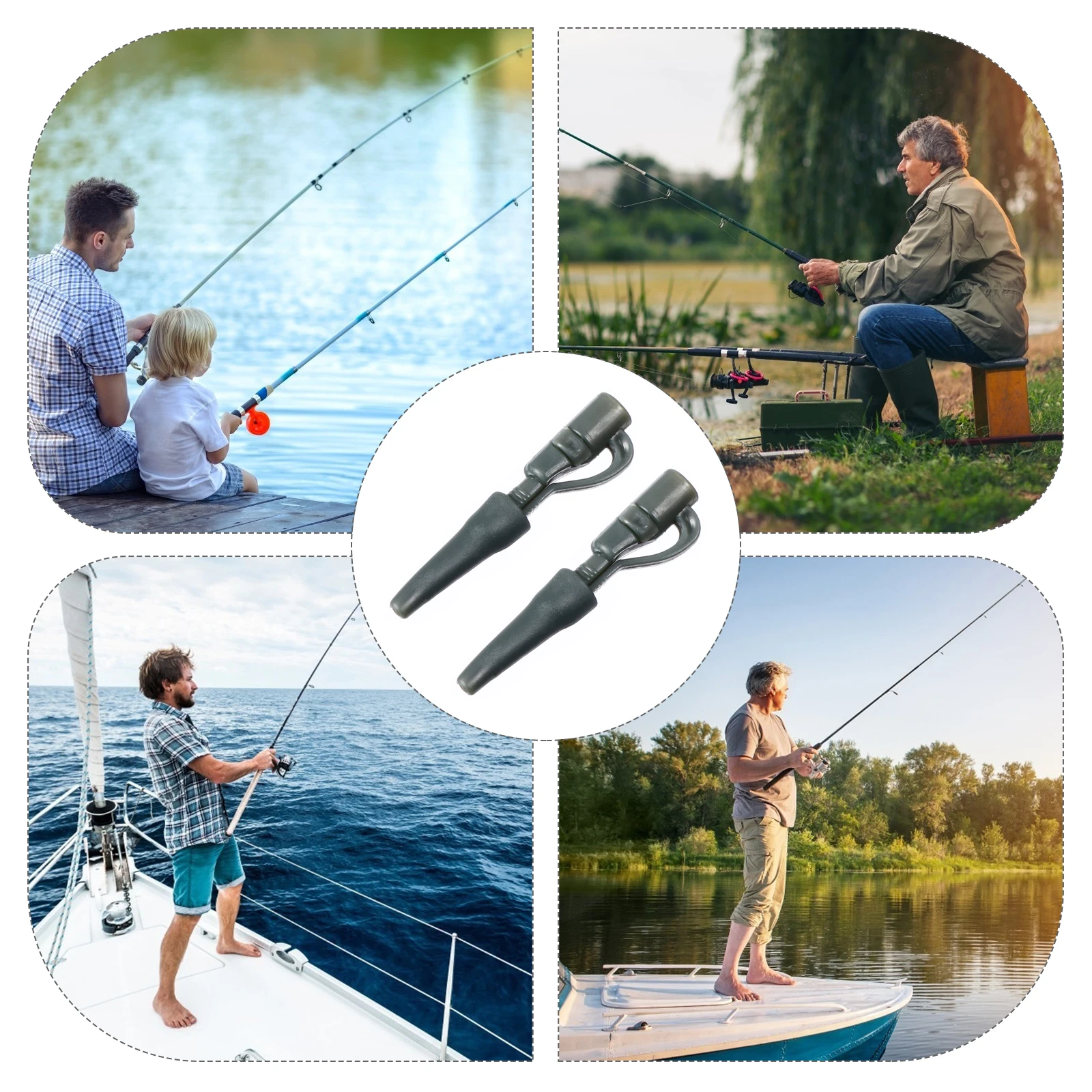 

50pcs fishing Clips Swivel Fixed Clamps Premium Plastic Compact Practical Carp Retaining Gear Tools Green Accessories