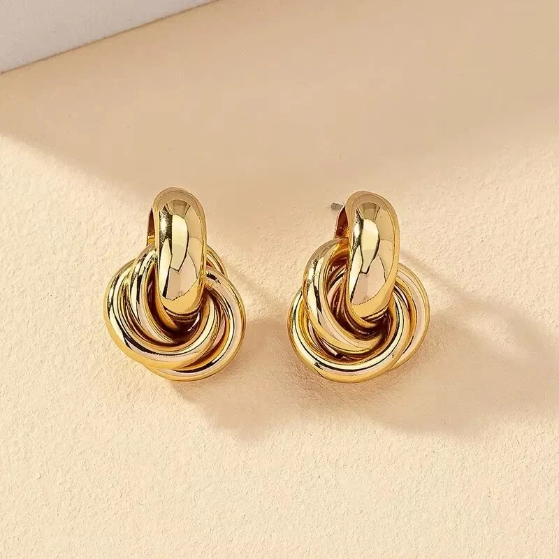 Trendy Metalic Cross Knot Ear Studs for Women Men Unique Punk Geometric Nail Earrings Charms Minimalist Party Jewelry Gifts M