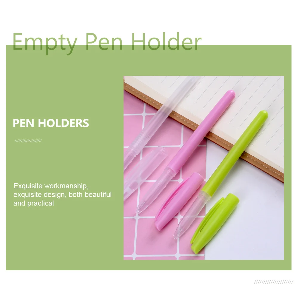 

50pcs Empty Pen Cases Clear Transparent Pen Holders Leak-Proof Ink Protection For School Office Stationery Students