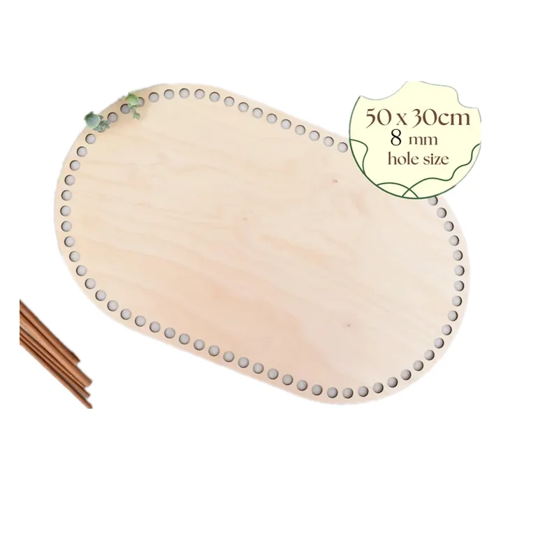 

2 шт. овальная большая овальная деревянная основа 50x30 см для вязания крючком корзины размером отверстия 8 мм деревянное дно для кукол корзина мозаса