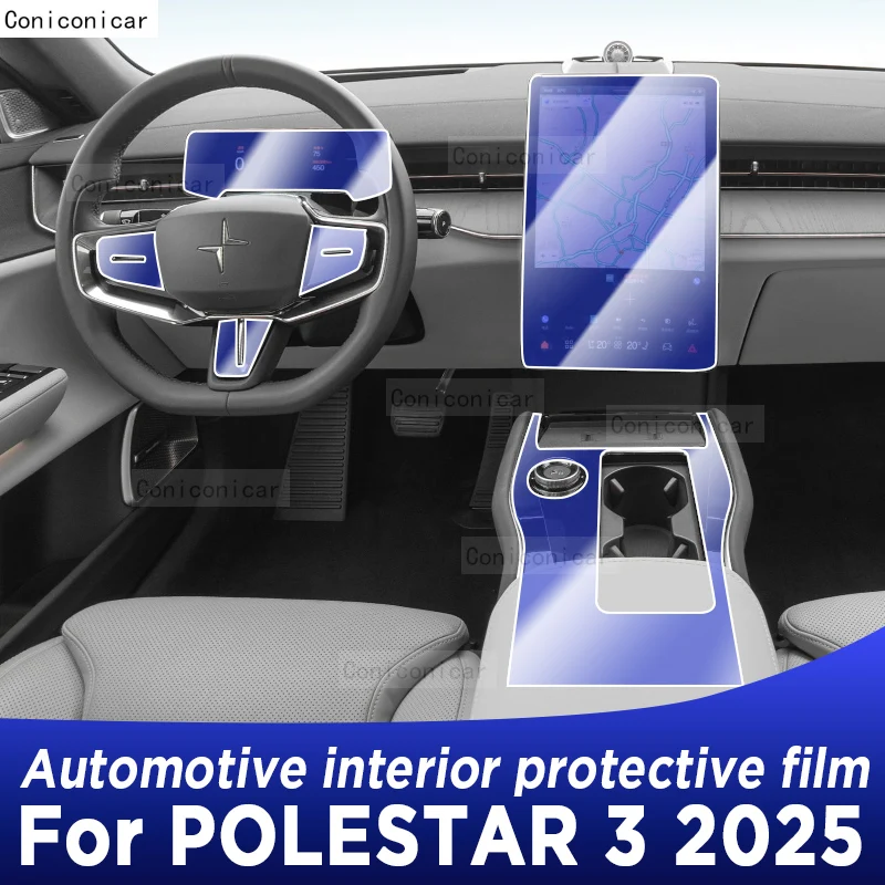 For POLESTAR 3 2025 Panel Dashboard Navigation Automotive Interior Protective Film TPU Transparent Anti-Scratch