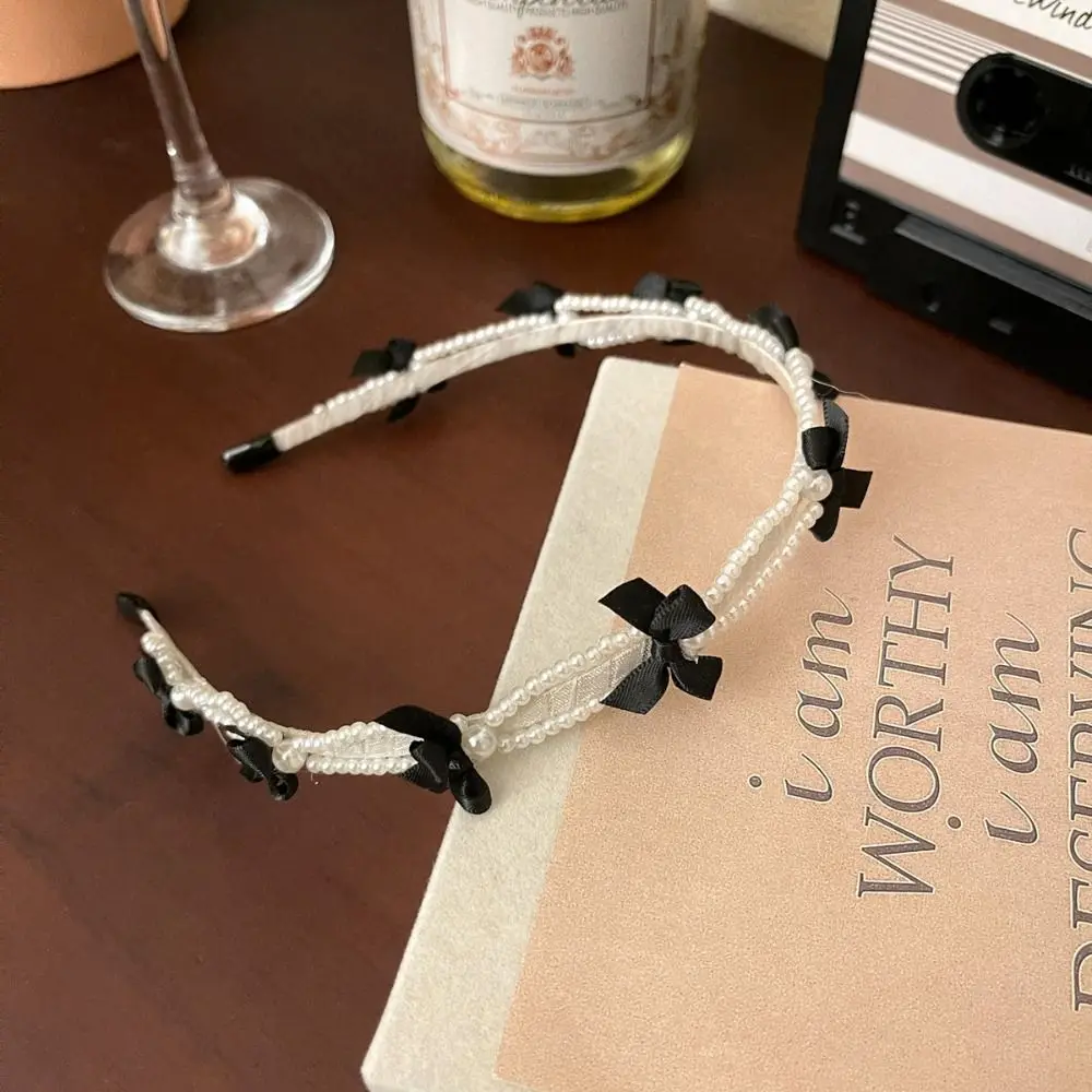 

Sweet Korean Style Pearl Hair Band Ins Headband Bow Headband Headwear Hairband Pearl Hair Hoop Girl