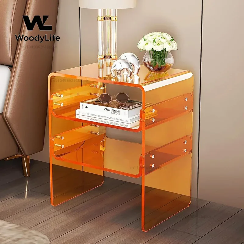 Acrylic Transparent Bedside Table, Living Room, Household Bedside Storage Cabinet, Several Small Table Shelves Next To  Bedroom