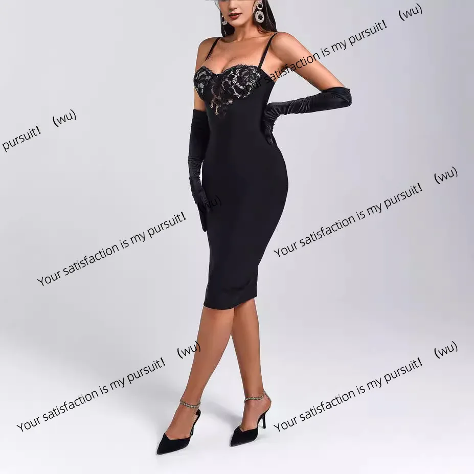 Femininity suspender lace backless bandage dress