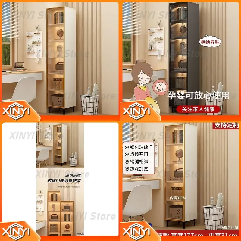 Corner Cabinet Glass Door Storage for Bedroom Living Room | Display Storage Cabinet with Door | Modern Corner Shelf Unit