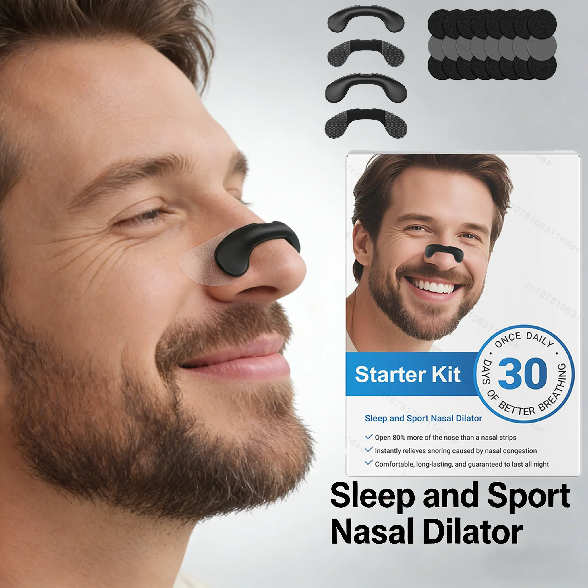 Dilatador Nasal Deportivo, Aumenta la Ingesta de Oxígeno, Reduce los Ronquidos, Mejora la Respiración Durante el Sueño, Dilatadores Nasales con Clip Nasal de Repuesto