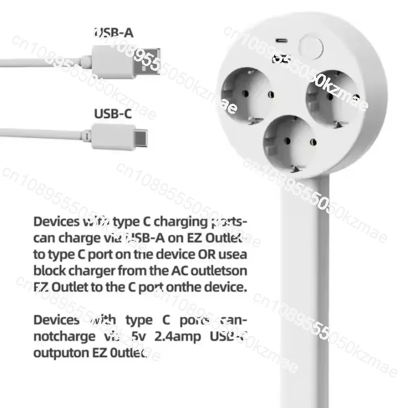 EU Electrical Outlet Extender, Extendable Wall Socket Plug for Behind Couches, Nightstands & Desks
