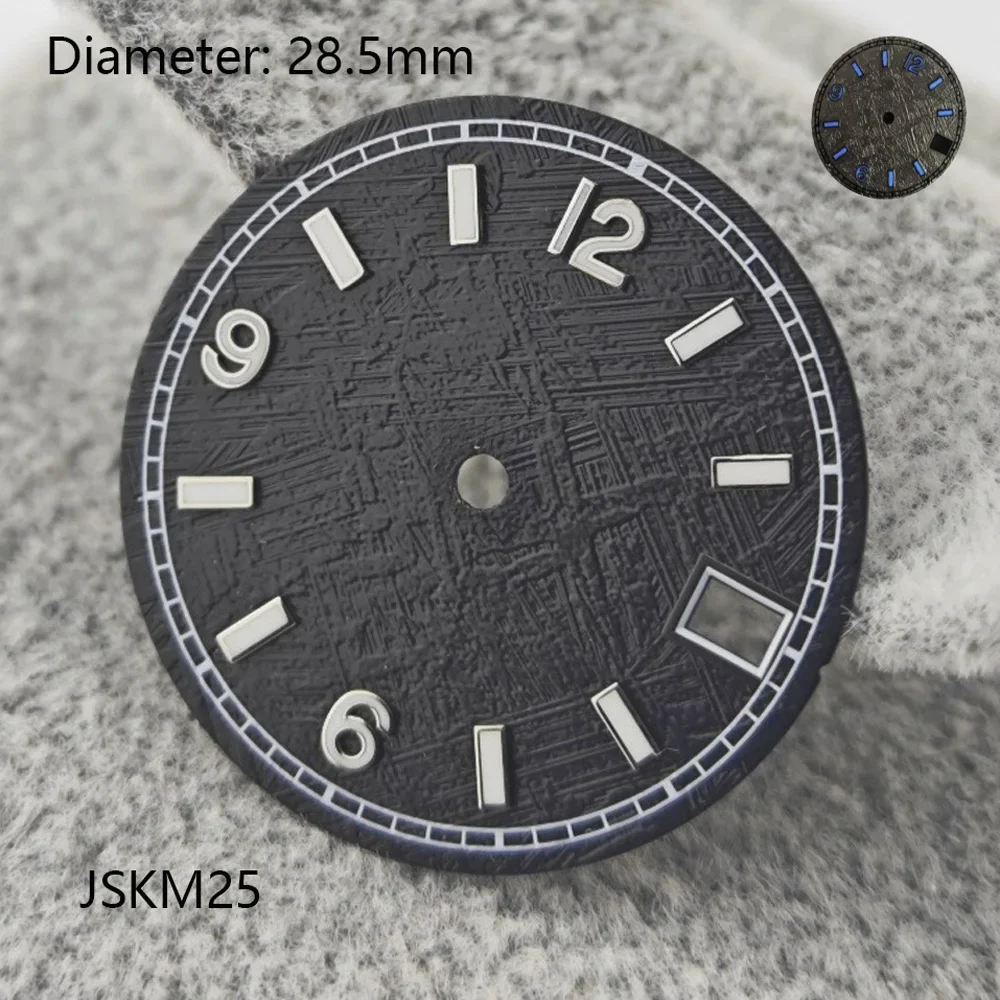 NH35 ダイヤル 28.5 ミリメートル隕石模様のダイヤル nh35 ブルー発光日本 NH35 自動運動 watchmods はロゴをカスタマイズすることができます