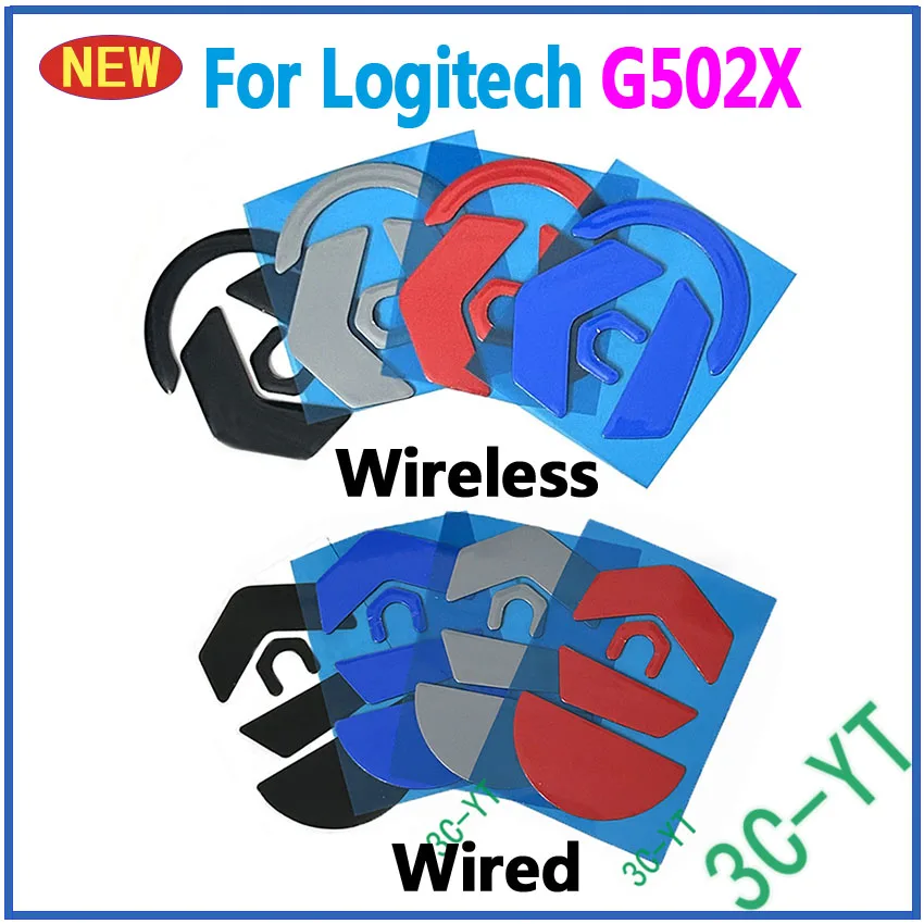 2-10Sets New Competition Level Mouse Feet Skates Rubber For Logitech G502X Wired Wireless Edition Black White Grey Red Blue