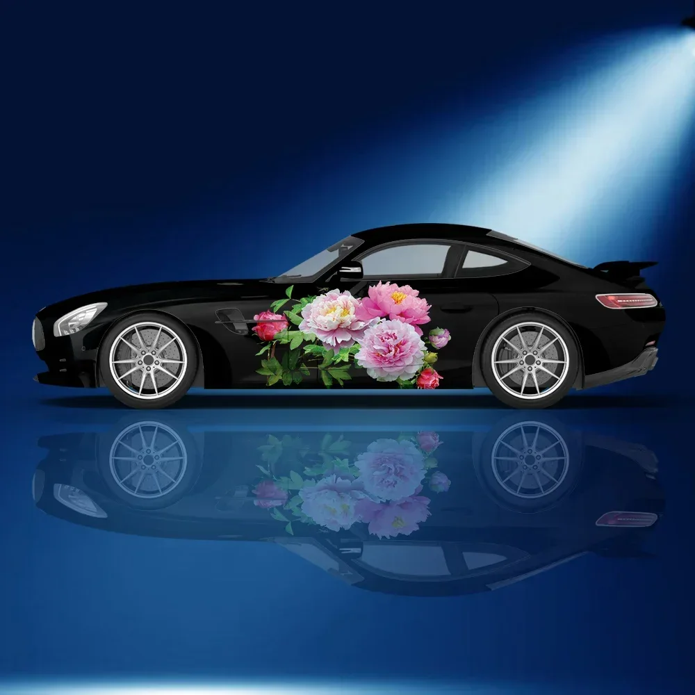 

Розовый цветок пиона, красивая автомобильная виниловая наклейка, самоклеящаяся наклейка из ПВХ, подходит для грузовиков, внедорожников, декор, автоаксессуары, подарок