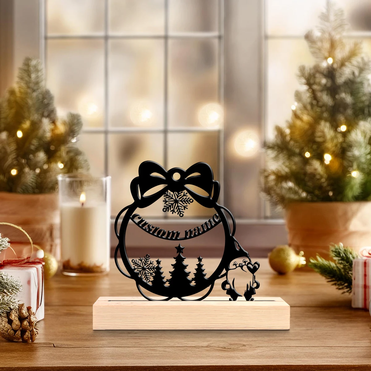 1pc Unique Personalized Metal Statue Ornaments Customizable Name With Wooden Base Perfect for Home or Office Decoration