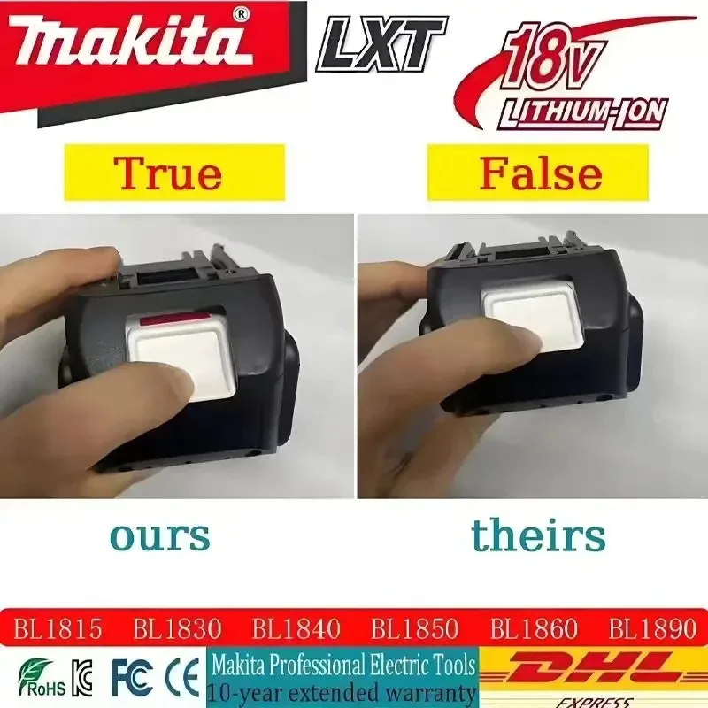 Genuine 6Ah Makita BL1860 6Ah Battery Power Tools Li-ion Replacement LXT BL1850 BL1830 for 18V Screwdriver with BMS 18V Battery