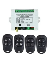 DC36V 24V 12V 4CH Wireless Remote Control 10A Relay RF Receiver for Garage Doors LED Light Switch Moto curtain 433MHz