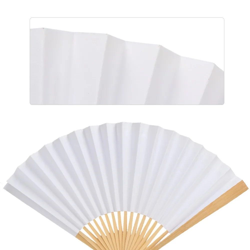 4pcs Wooden Frame Folding Hand Fans Paper Material Lightweight Handheld Folding Fans DIY Craft Fans Decorative Hand Fans