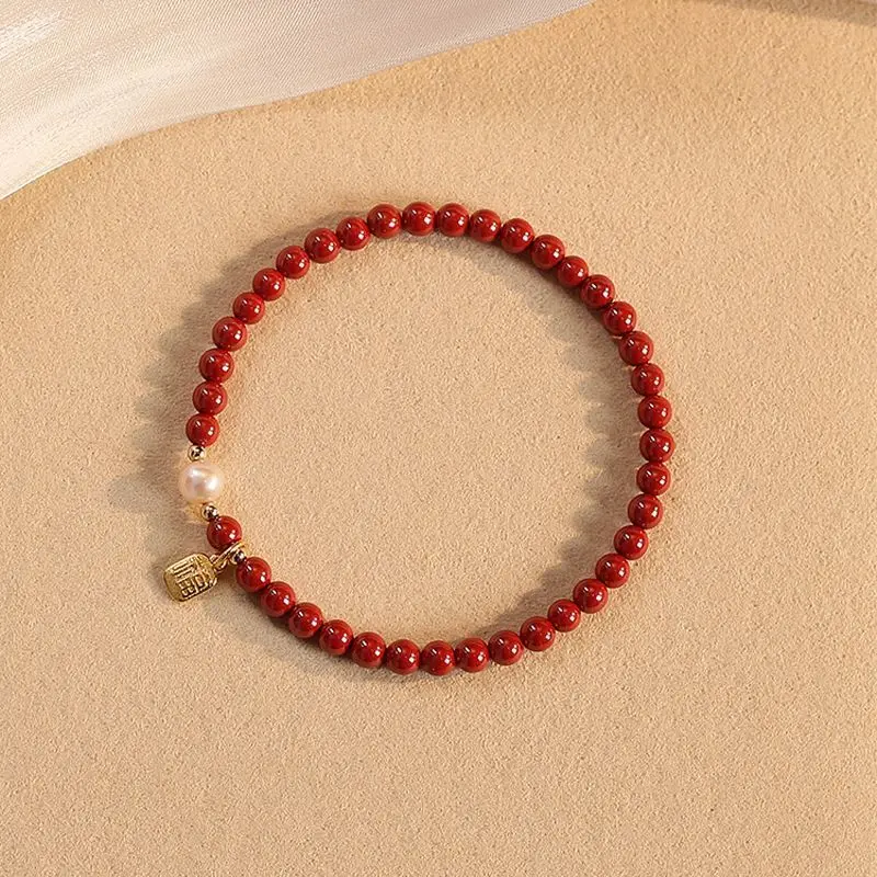 Natural Pearl Fortune Brand Cinnabar Bracelet Women's Lucky Beads Wealth Handstring This Life Year Amulet Gift For Girlfriend