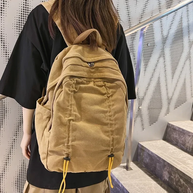 Casual canvas Women Backpacks Large capacity college backpack female big Travel bag Girl School Bag Drawstring fold Bagpack