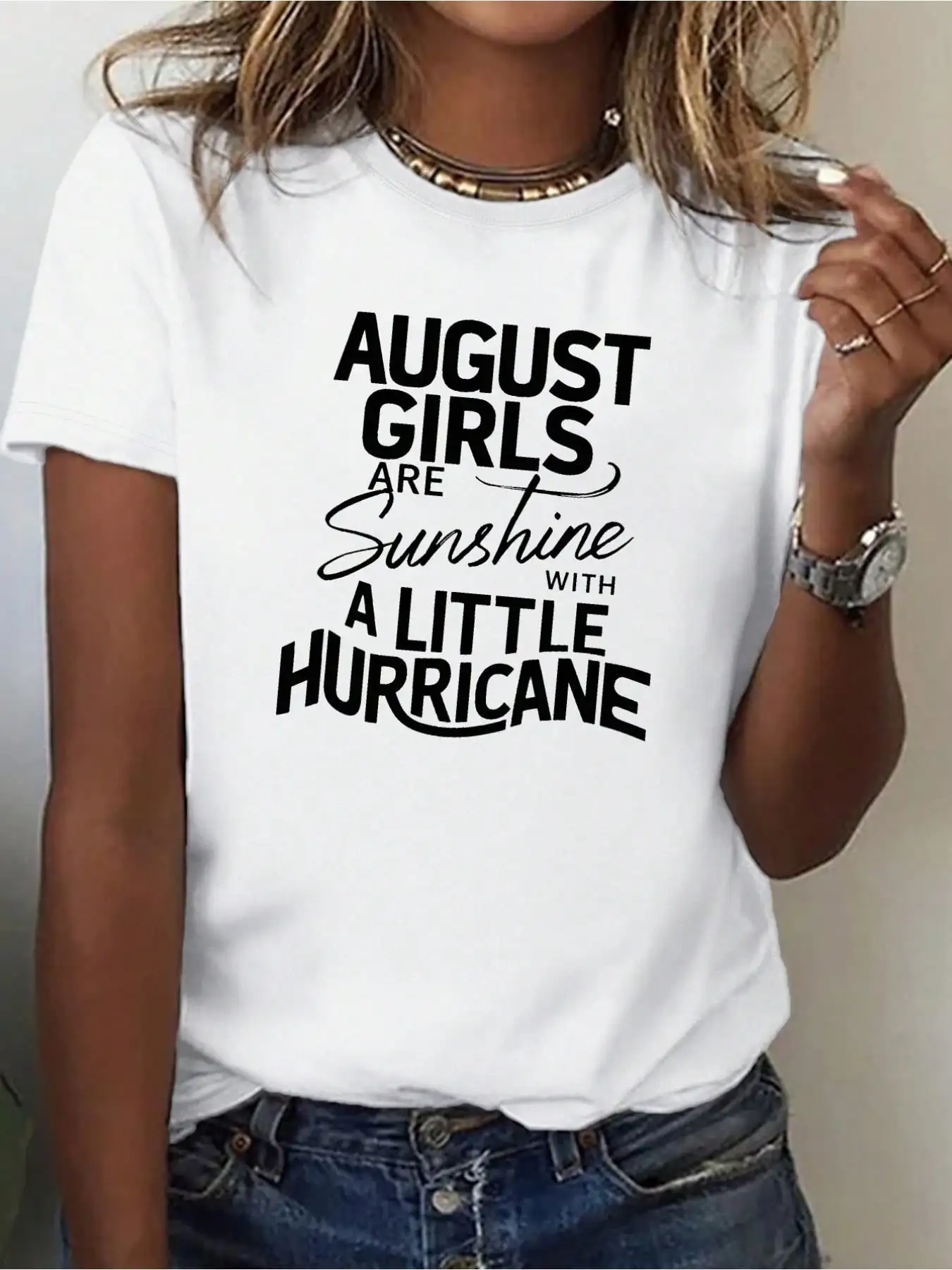 

August Girls Are Sunshine Graphic Print Women's Cotton T-Shirt
