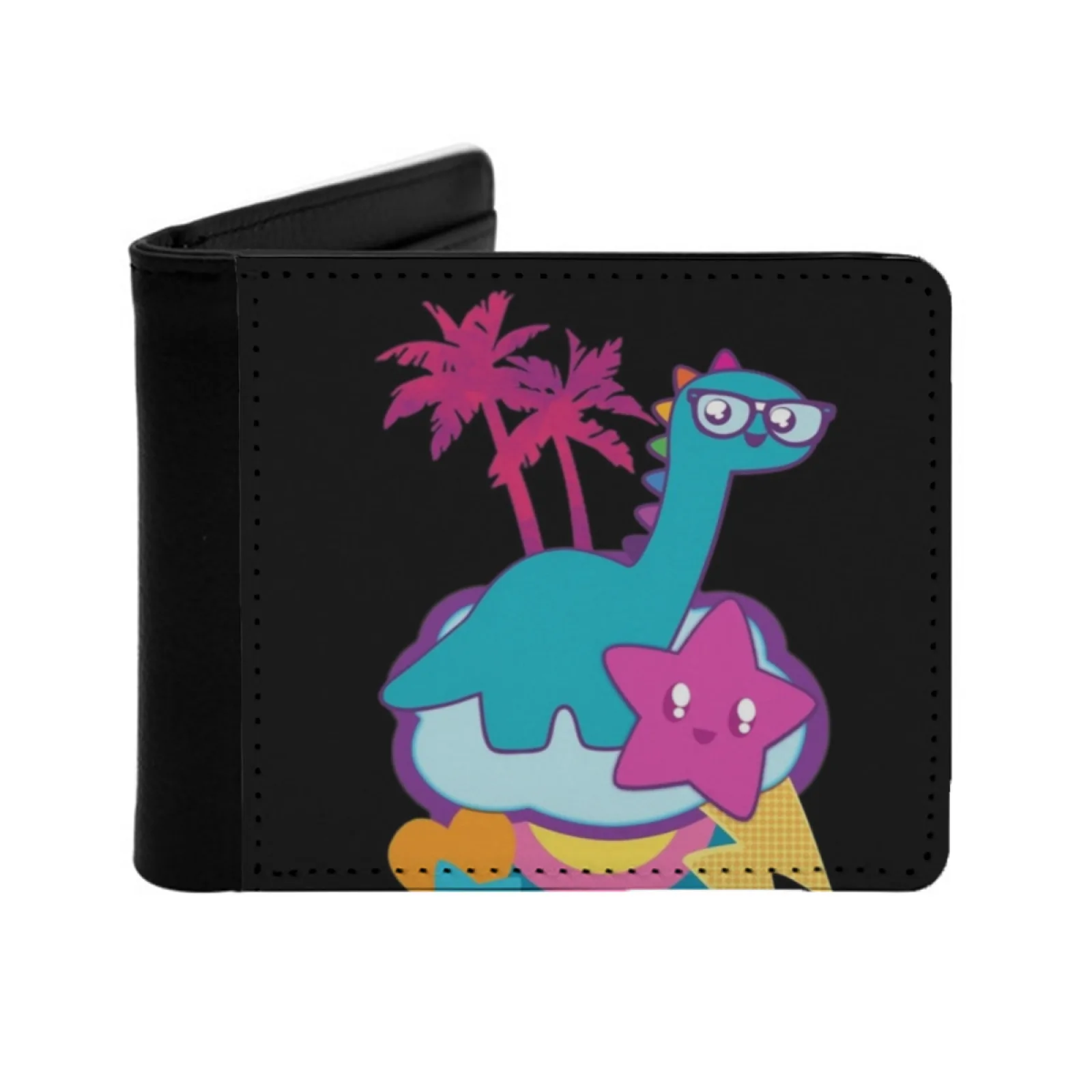 

Rainbowsaurus Personalized Men's Leather Wallet Card Money Bag Pu Leather Wallet Rainbowsaurus Rainbows Dino Dinosaurs Colorful