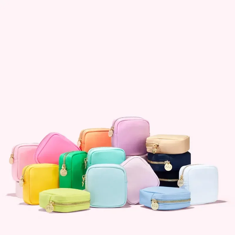 

Selling Chenille Patch Waterproof Travel Toiletry Bag Large Capacity Pink Cosmetic Bag Nylon Makeup Bag Nylon Pouch