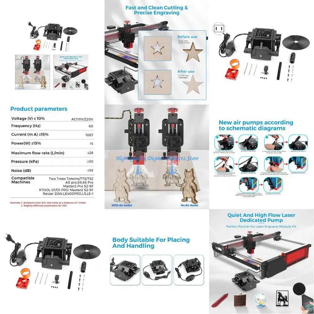 

U2JE Air Assist for TTS 55 10 TS2 Engraving Machine Air Compressor Adjustable Speed and Low Noise
