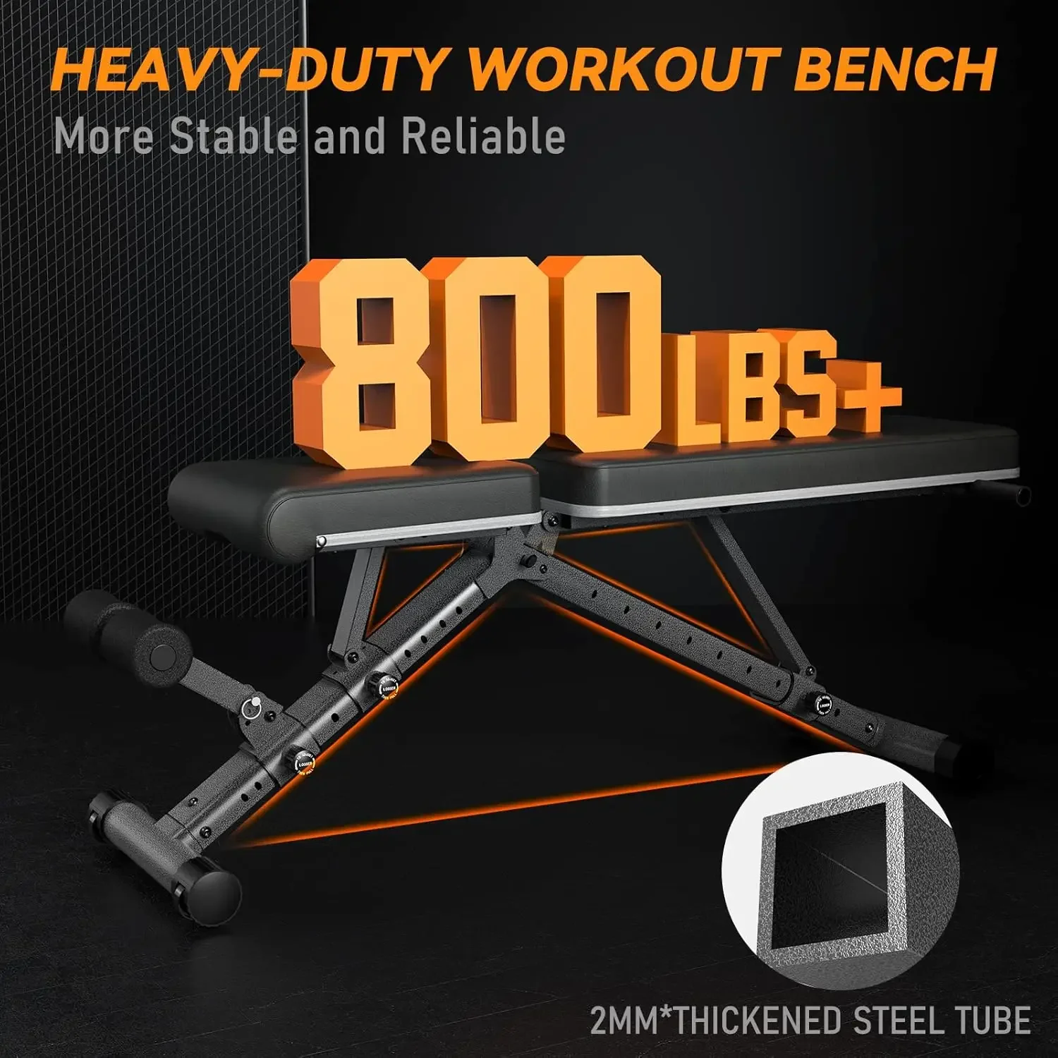 Weight Bench - Adjustable Bench for Full Body Workout, Fully Upright Backrest Design, Multi-Purpose Incline Decline Ben