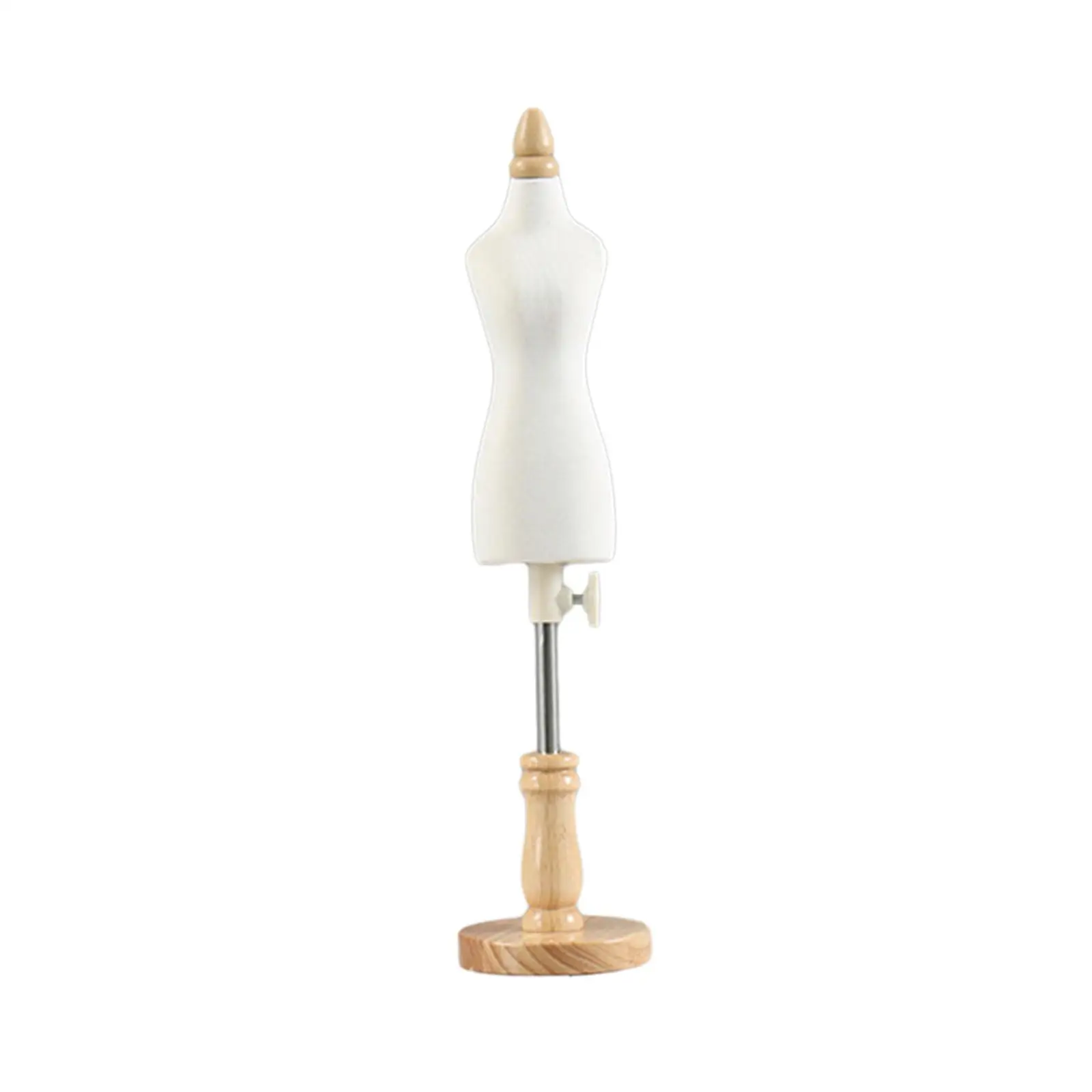 Miniature Dressmaker Dummy Adjustable Pinning Stand PE Wooden Base Doll Clothing Display for Sewing Studio