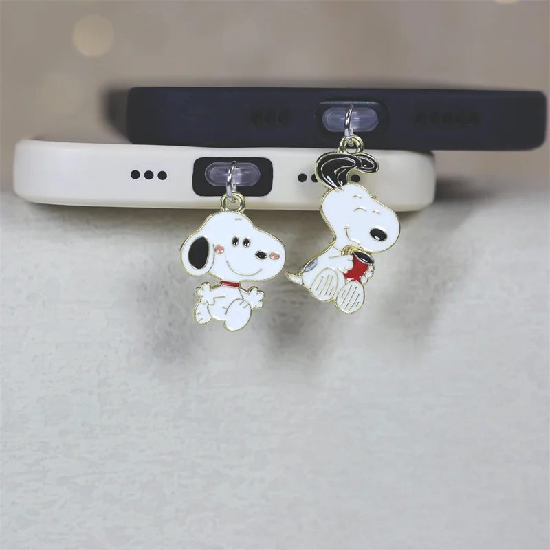 MINISO Snoopy Metal Phone Dustplugs For iPhone Samsung Xiaomi Huawei Type C Android Charging Port Protectors Anti-Dust Plug