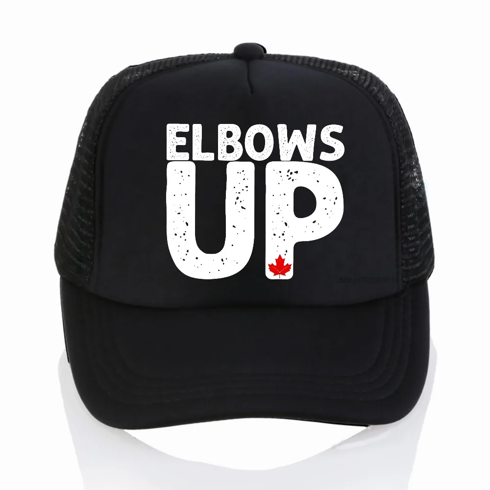 

Elbows Up Canada maple leaf baseball cap Unisex Outdoor Adjustable Hat Summer Net breathable duckbill caps
