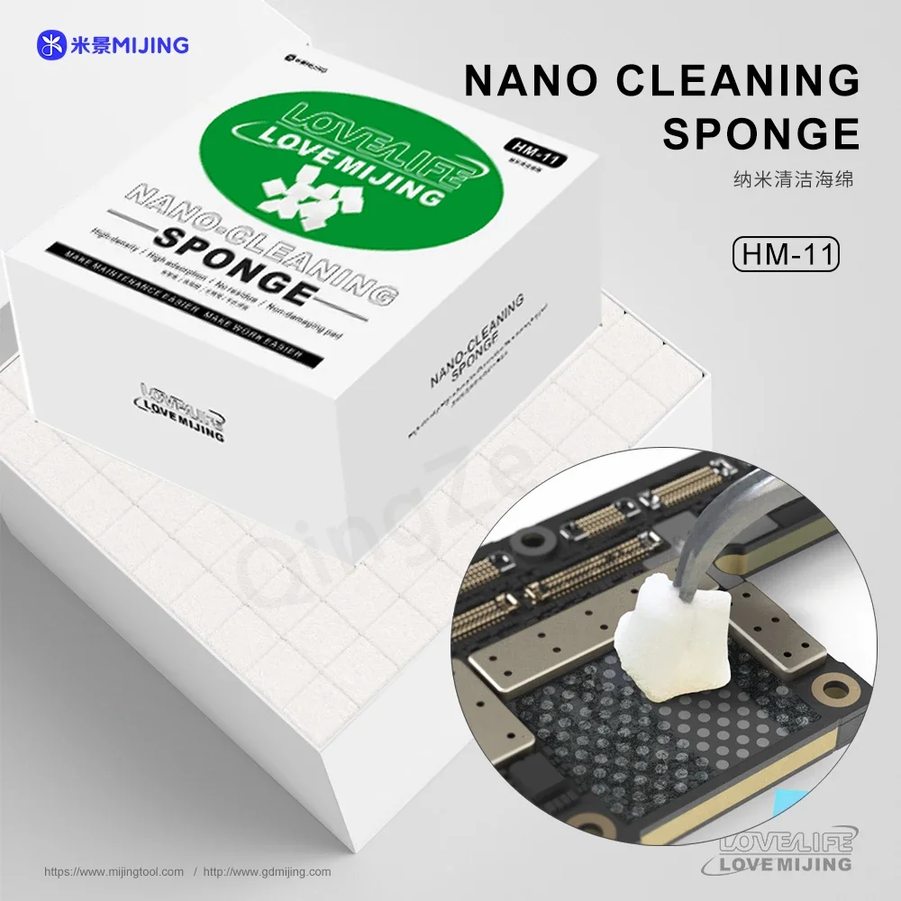 MIJING HM-11 500Pcs Nano Cleaning Sponge Multifunction Melamine Cleaning Spong for Mobile Phones Screen Frame Camera Cleaning