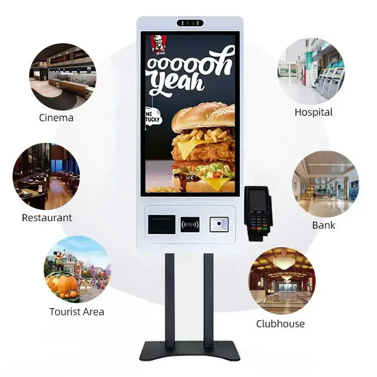 TouchWo Qr Code Scanner Payment Terminal Self Check in Kiosk Credit Card Payment Machine Information Kiosk Touch Screen