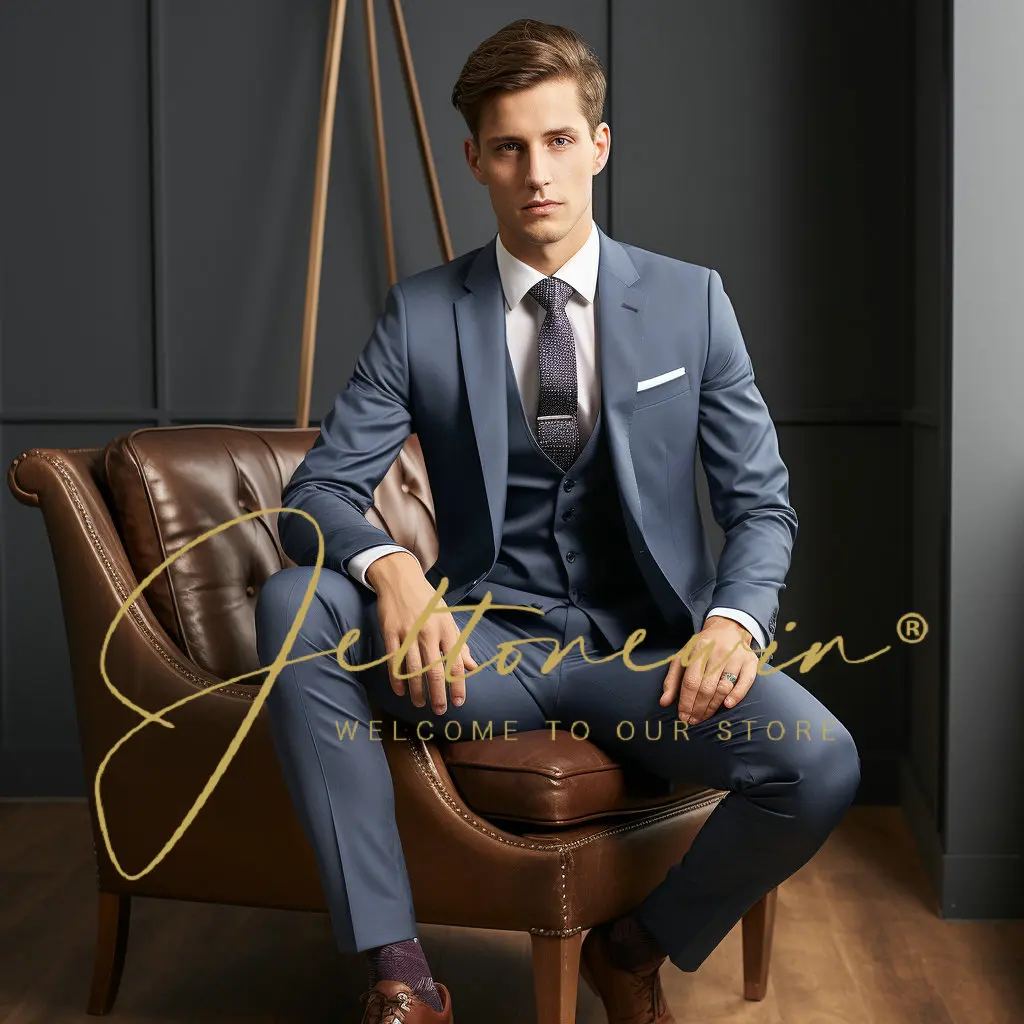 

Men 3piece Set Suit Wedding Suits for Men Slim Fit Jacket Pants Vest Groom Tuxedo Single Breasted Costume Homme Pour Mariage