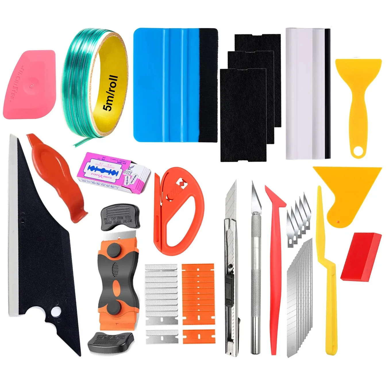Kit de ferramentas para embrulho de carro, linha de acabamento, kit de corte de envoltório de vinil, ferramenta de tingimento de filme de janela, conjunto de folha automática, raspador de matiz de vinil