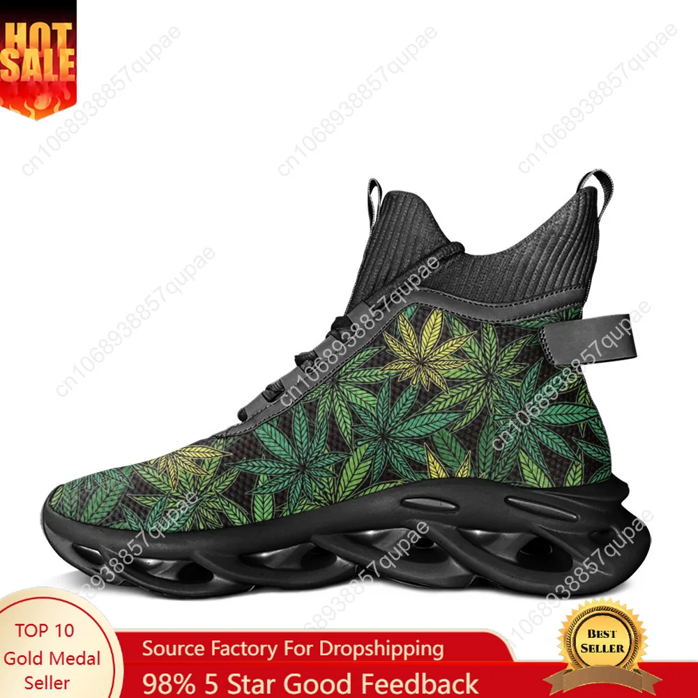 

Leaf Weed Rasta Marijuana Red Yellow Green Art High Top Flats Sneakers Men Women Sports Running Shoes Mesh Footwear Custom Shoe