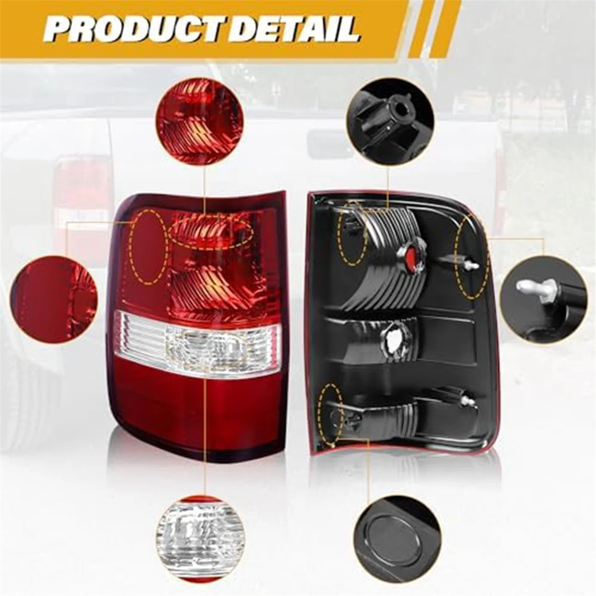 

TRO-AFor Ford F-150 2004-2008 F150 Tail Light Assembly Brake Rear Light Replacement 5L3Z-13405-CA, Without Bulb,